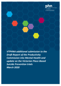 VTPHNA feedback 2020 Productivity Commission report on Mental Health - update place-based suicide prevention trials cover