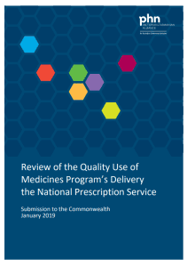 Front cover of the 2019 VTPHNA submission to the Review of Quality Use of Medicines Program