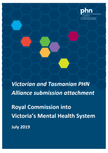 VTPHNA submission 2019 Royal Commission into Victoria’s Mental Health System cover