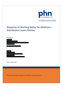 Front cover of the PHN Cooperative - Working Better for Medicare