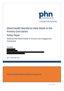 Front cover of Policy Paper - Allied Health Workforce Data Needs